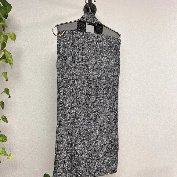 Sandro Paris Faux Wrap Dress Drop Waist Pleated Sleeveless Black White Sz 1 - Picture 2 of 6